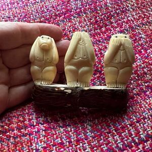 Ivory-Tone Tagua  Three Wise Monkeys Home Art Sculpture figurines handcarved new